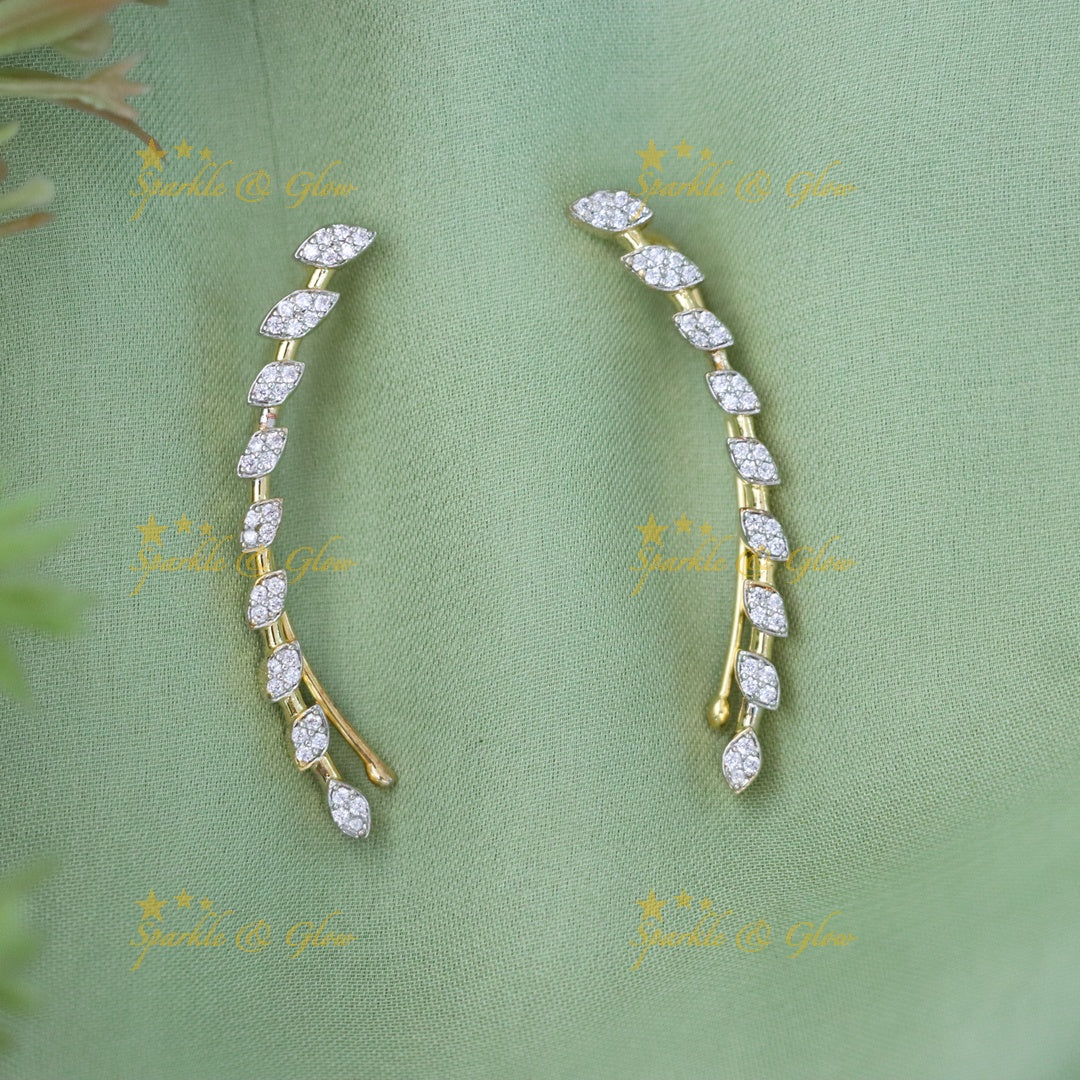 Elegant Gold Crystal Earcuff for Weddings & Festive Glam