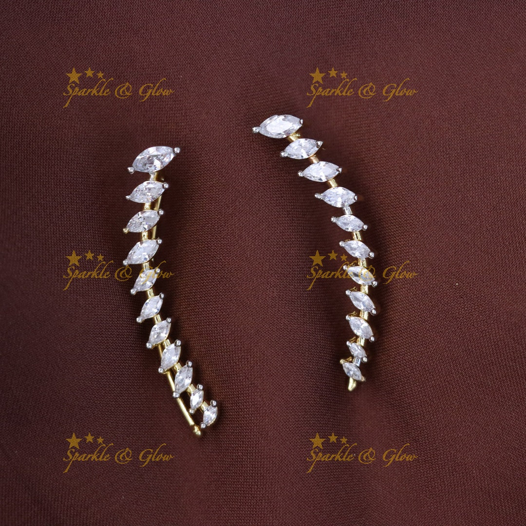 Exquisite Gold-Plated Ear Cuffs with Sparkling Zircon Crystals