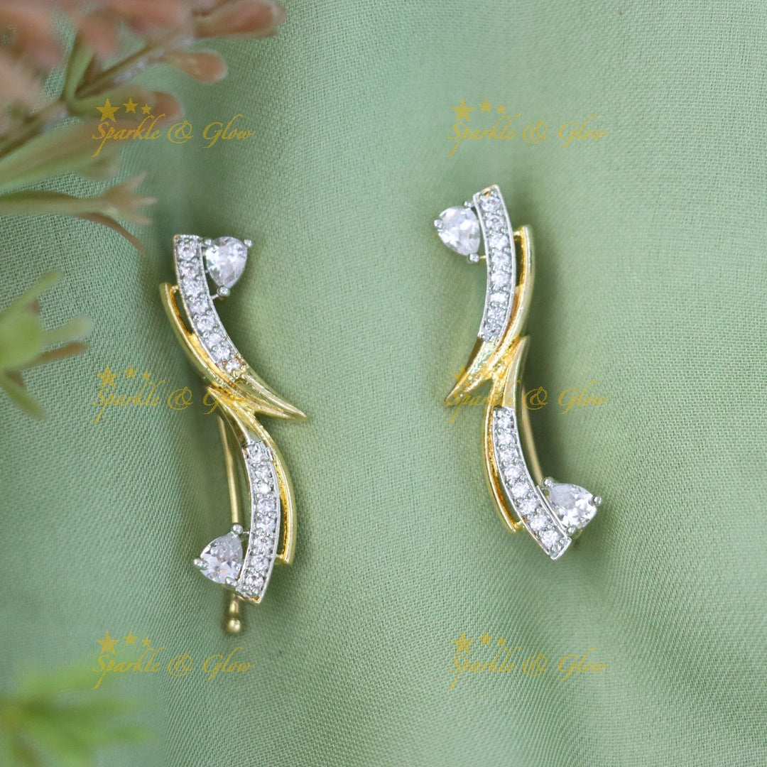 Exquisite Gold-Plated Crystal Earcuff Earrings