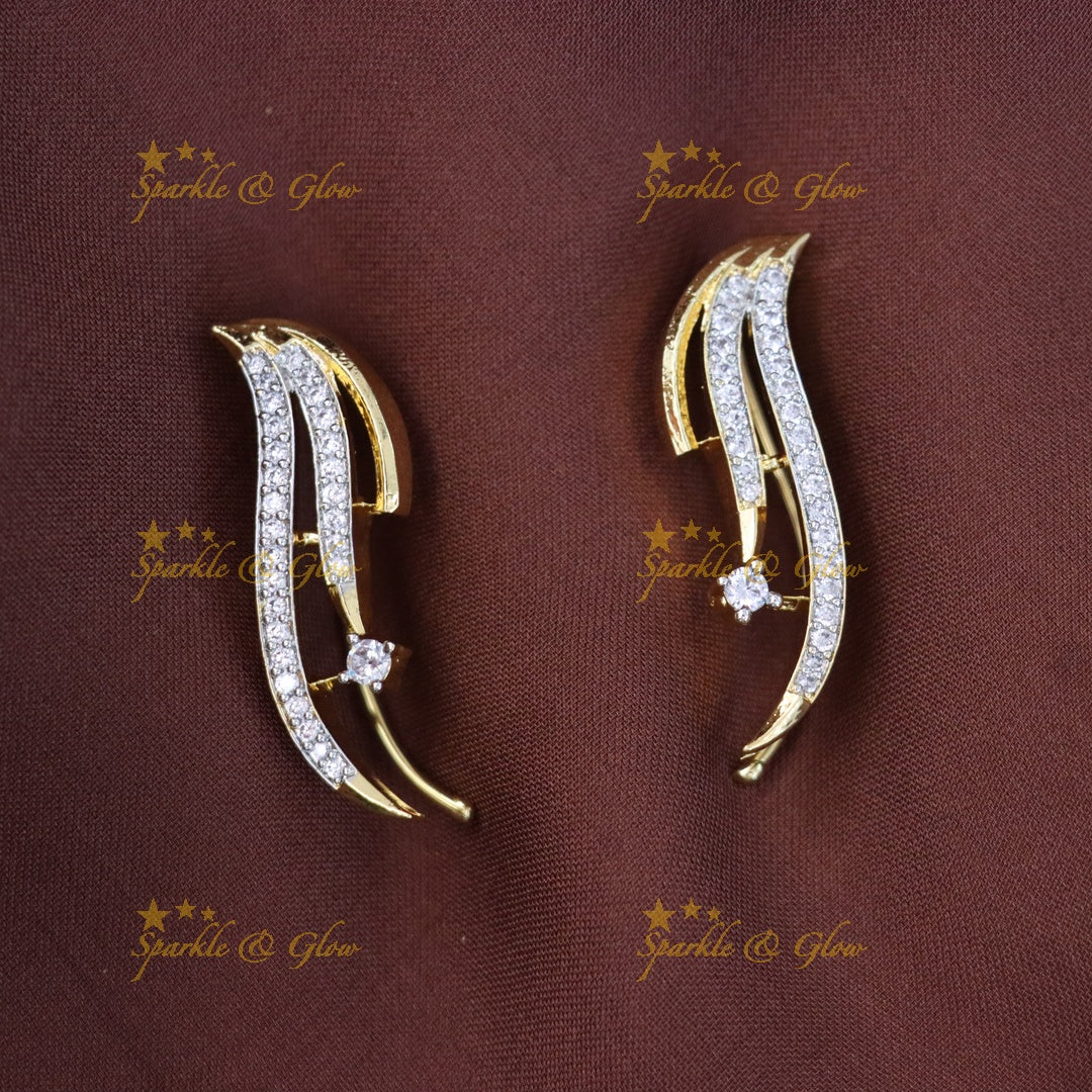 Radiant Gold-Plated Diamond Earcuff Earrings