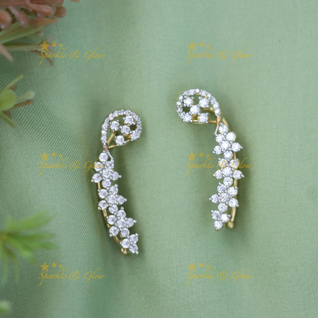 Elegant Gold Floral Earcuffs for Festive Glamour