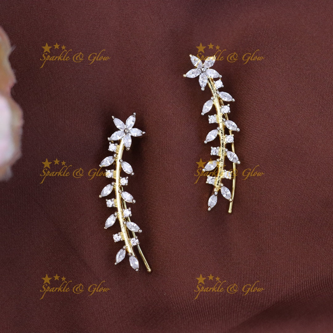 Elegant Floral Gold Ear Cuffs | Sparkle & Glow
