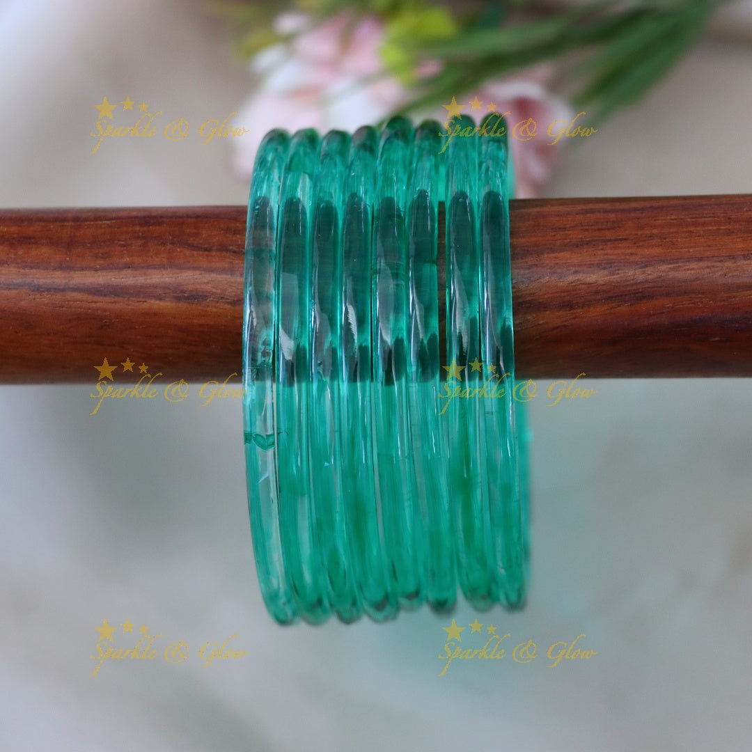 Exquisite Jelly Glass Bangles for Festive Charm-set of 8 bangles | Sparkle & Glow