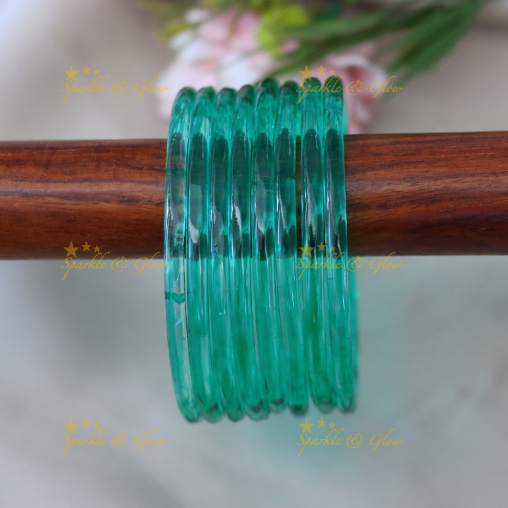 Exquisite Jelly Glass Bangles for Festive Charm-set of 8 bangles | Sparkle & Glow