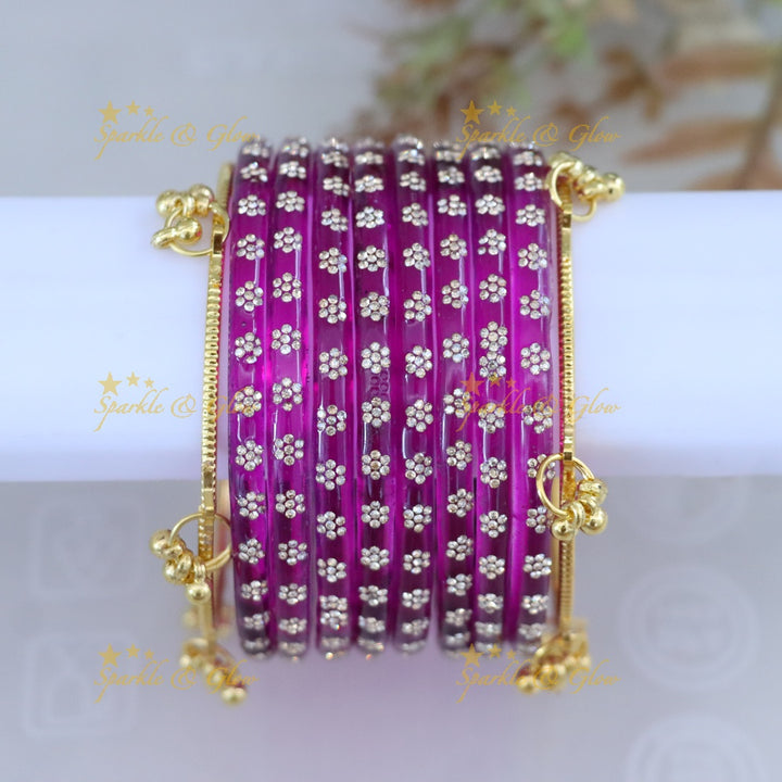 Exquisite Floral Bangle Set - Sparkle & Glow