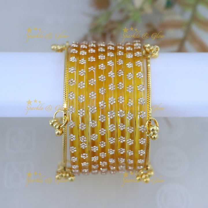 Exquisite Floral Bangle Set - Sparkle & Glow
