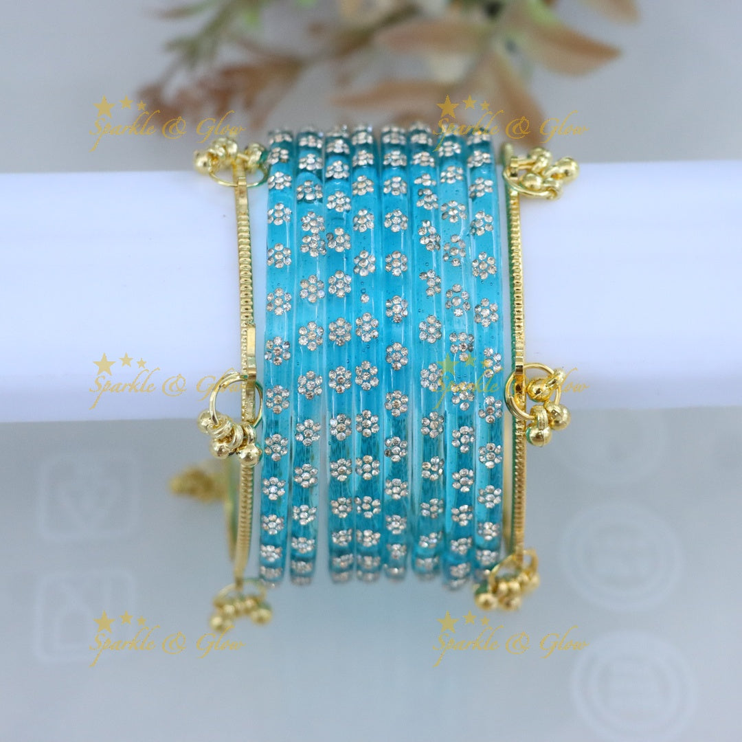 Exquisite Floral Bangle Set - Sparkle & Glow
