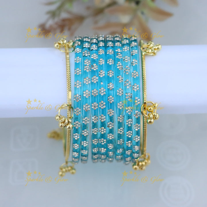 Exquisite Floral Bangle Set - Sparkle & Glow