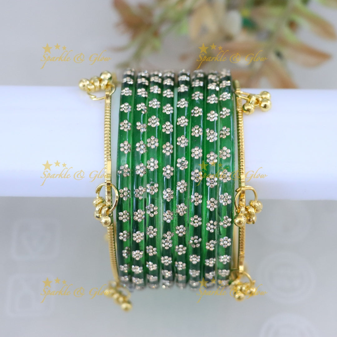 Exquisite Floral Bangle Set - Sparkle & Glow