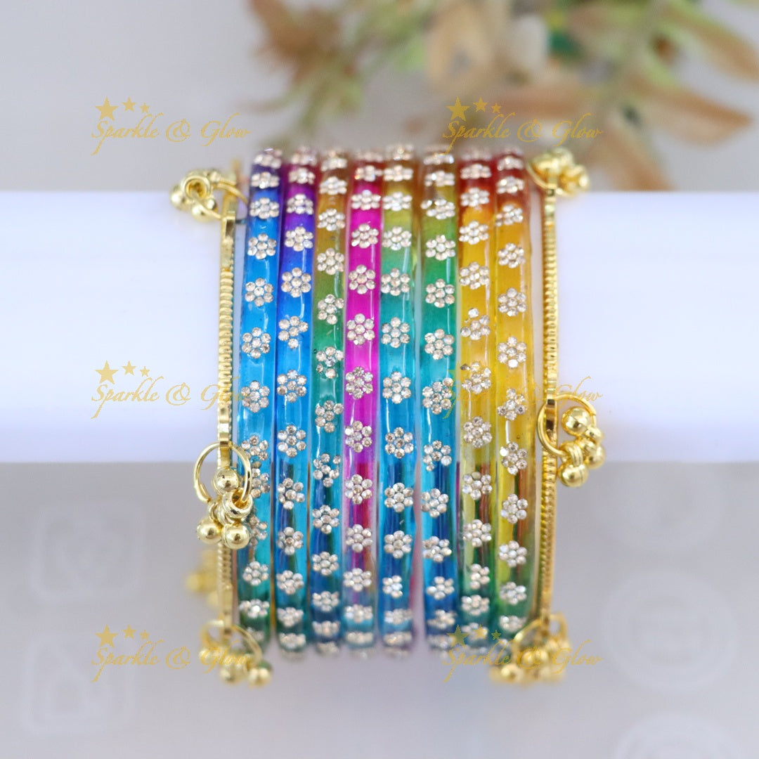Exquisite Floral Bangle Set - Sparkle & Glow
