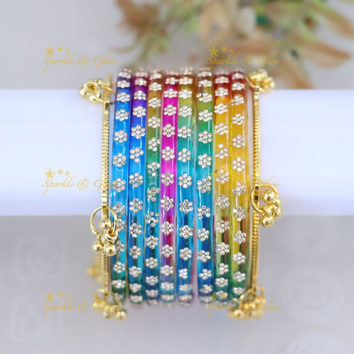 Exquisite Floral Bangle Set - Sparkle & Glow