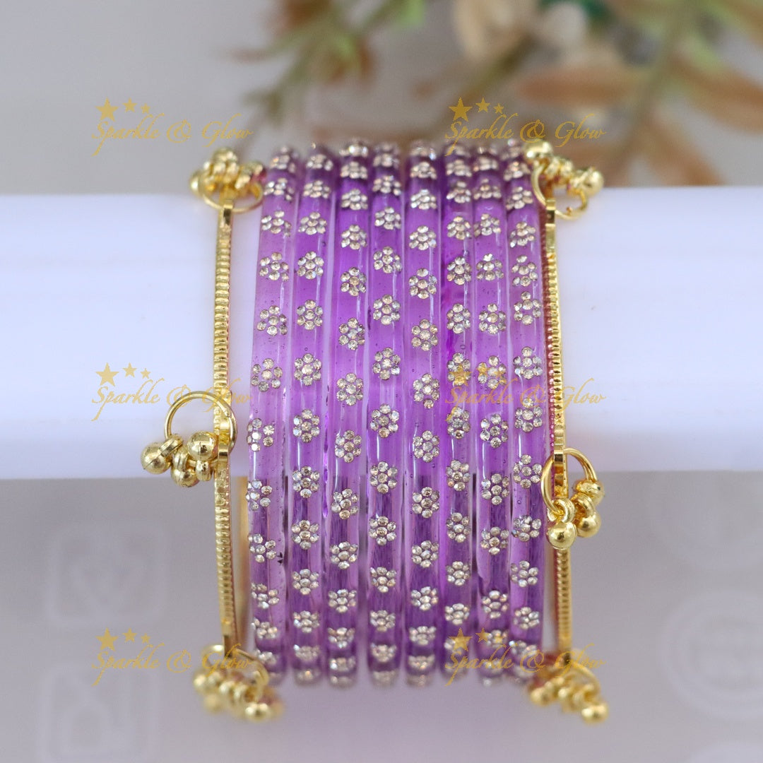 Exquisite Floral Bangle Set - Sparkle & Glow