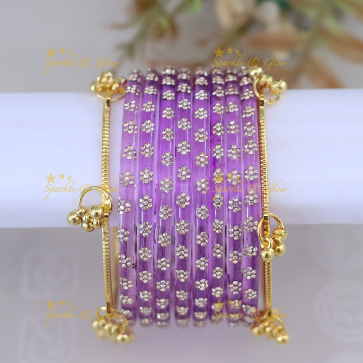 Exquisite Floral Bangle Set - Sparkle & Glow