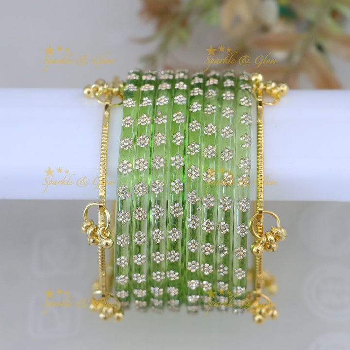 Exquisite Floral Bangle Set - Sparkle & Glow