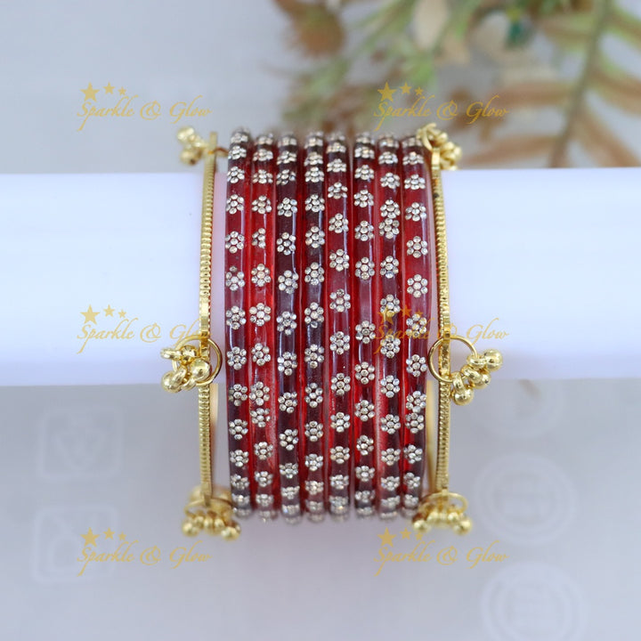 Exquisite Floral Bangle Set - Sparkle & Glow