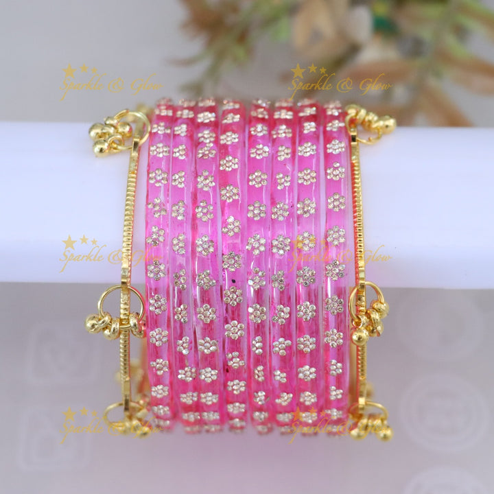 Exquisite Floral Bangle Set - Sparkle & Glow