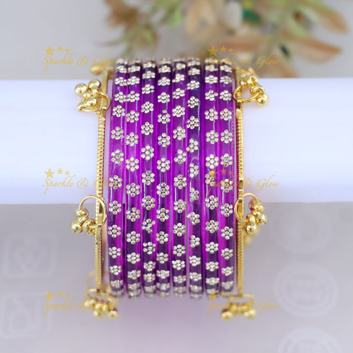 Exquisite Floral Bangle Set - Sparkle & Glow