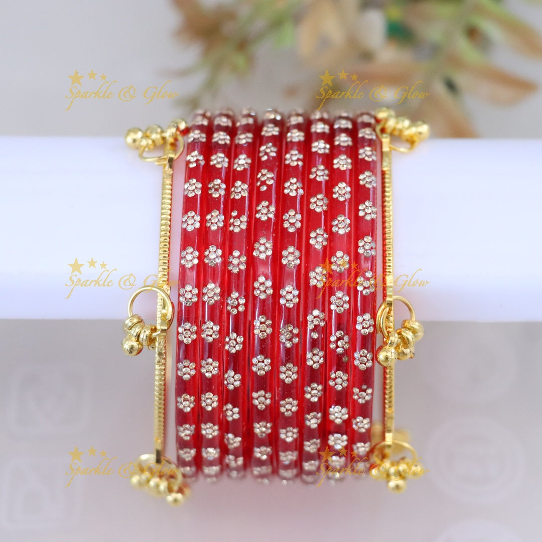 Exquisite Floral Bangle Set - Sparkle & Glow