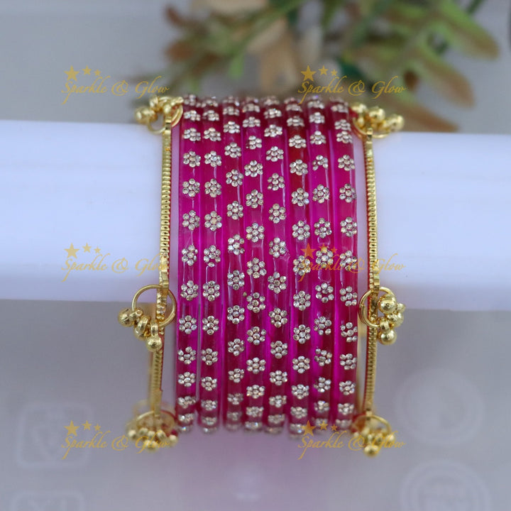 Exquisite Floral Bangle Set - Sparkle & Glow