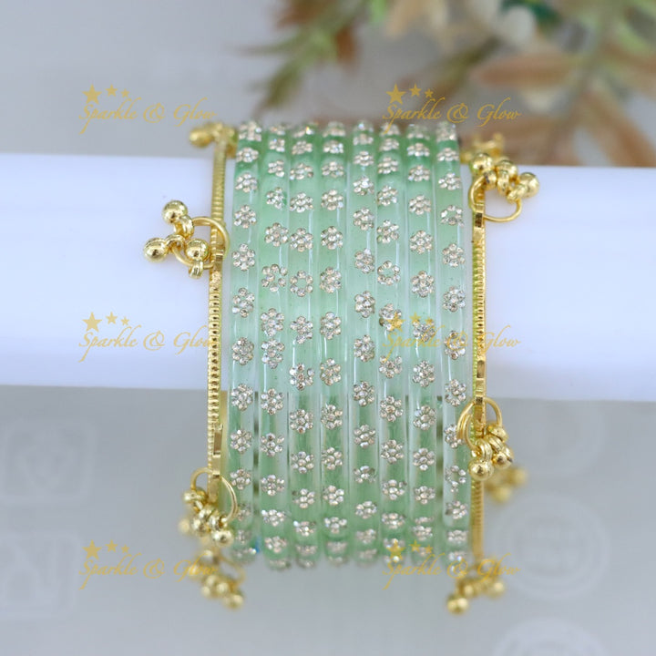 Exquisite Floral Bangle Set - Sparkle & Glow
