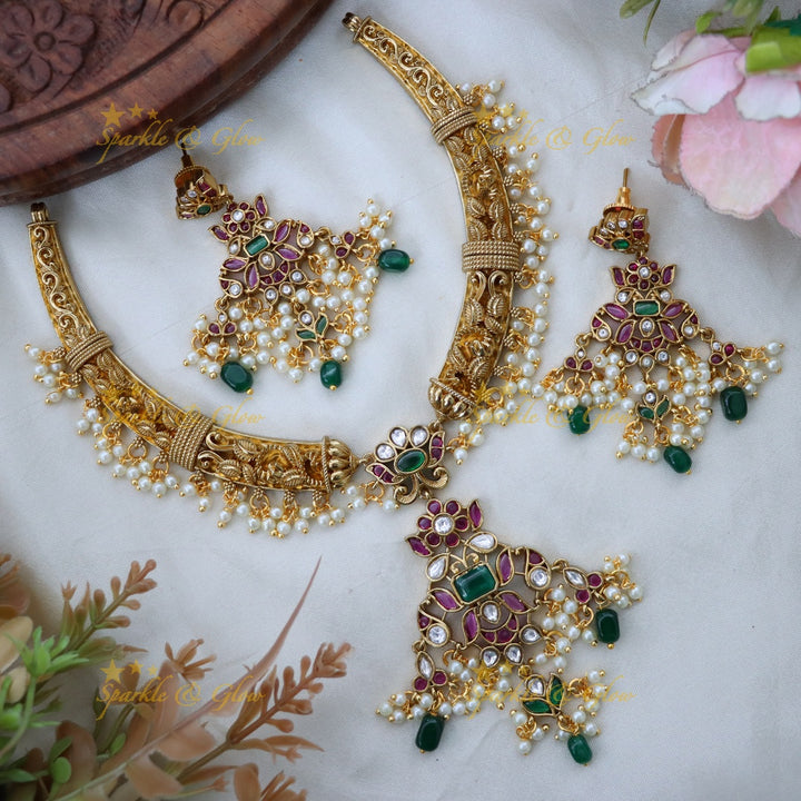 Exquisite Wedding Gold Necklace Set for Festive Elegance