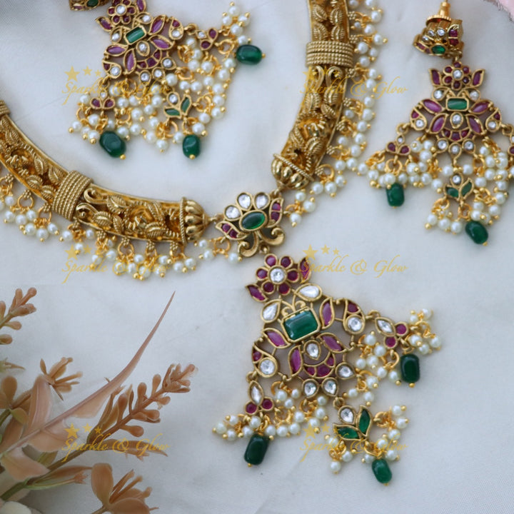 Exquisite Wedding Gold Necklace Set for Festive Elegance