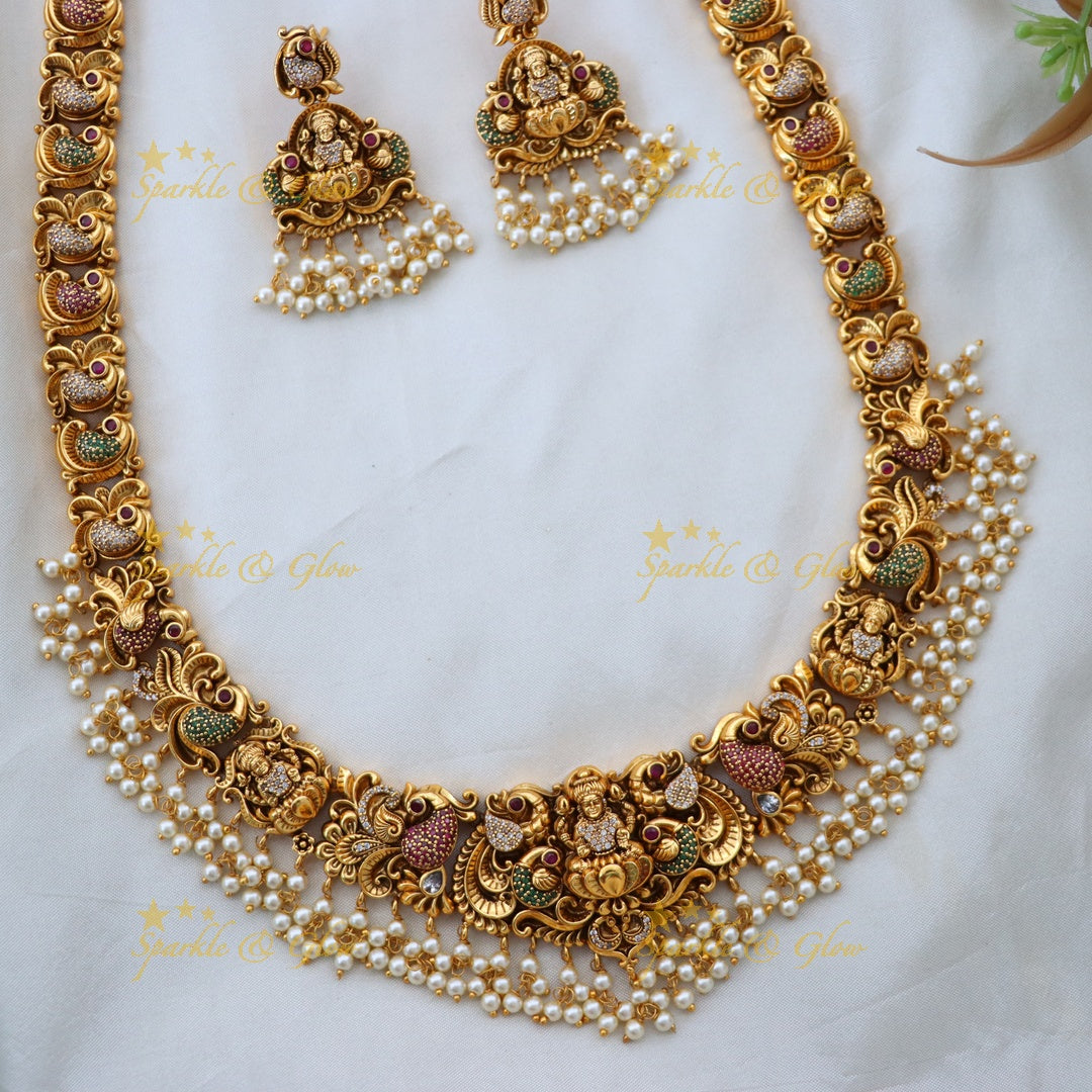 Elegant Temple Gold Long Necklace for Weddings & Festivals