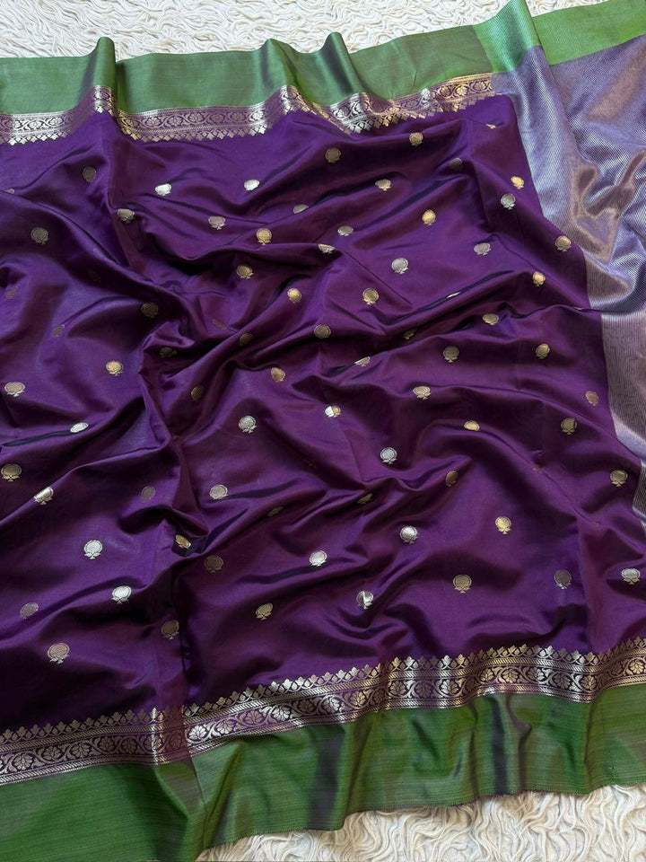 Elegant Black & Green Tissue Organza Saree for Festivities