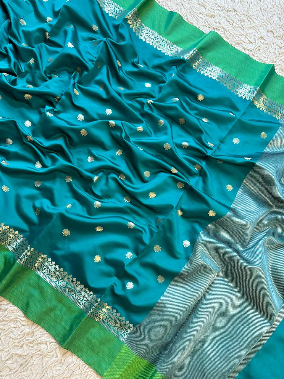 Elegant Black & Green Tissue Organza Saree for Festivities