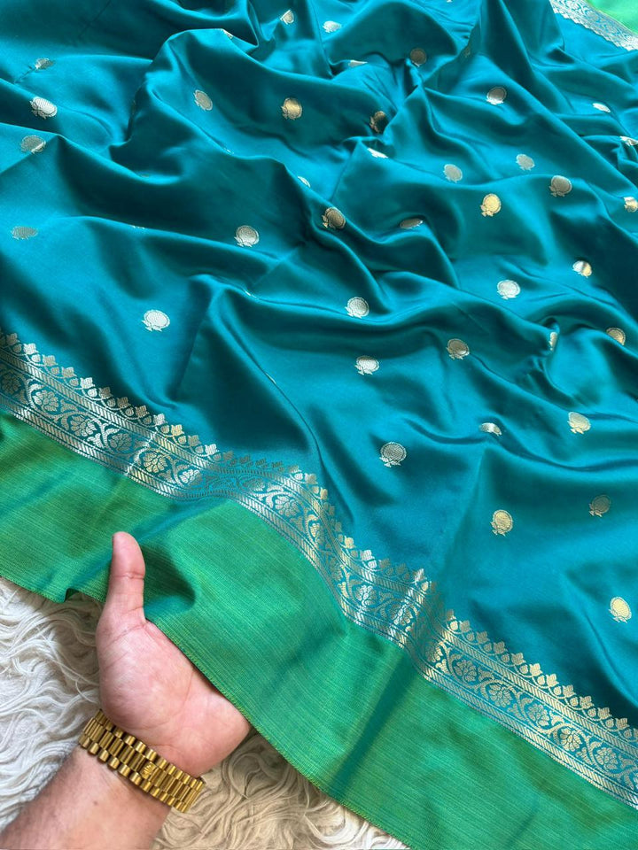 Elegant Black & Green Tissue Organza Saree for Festivities