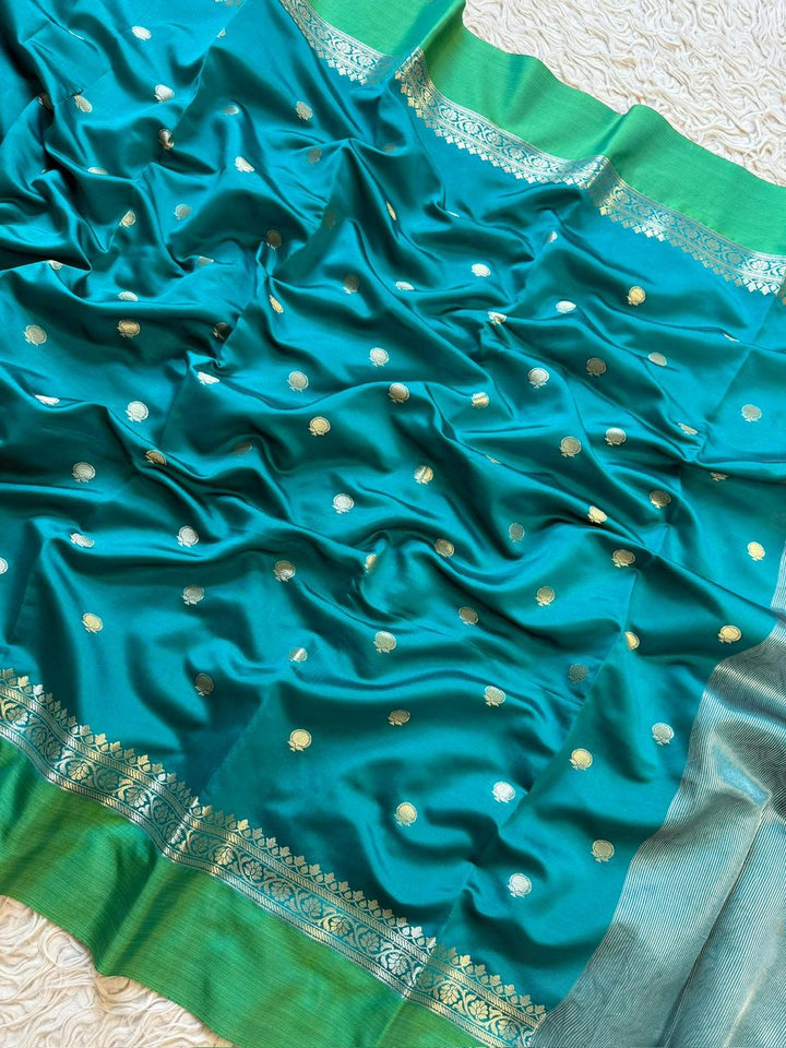 Elegant Black & Green Tissue Organza Saree for Festivities