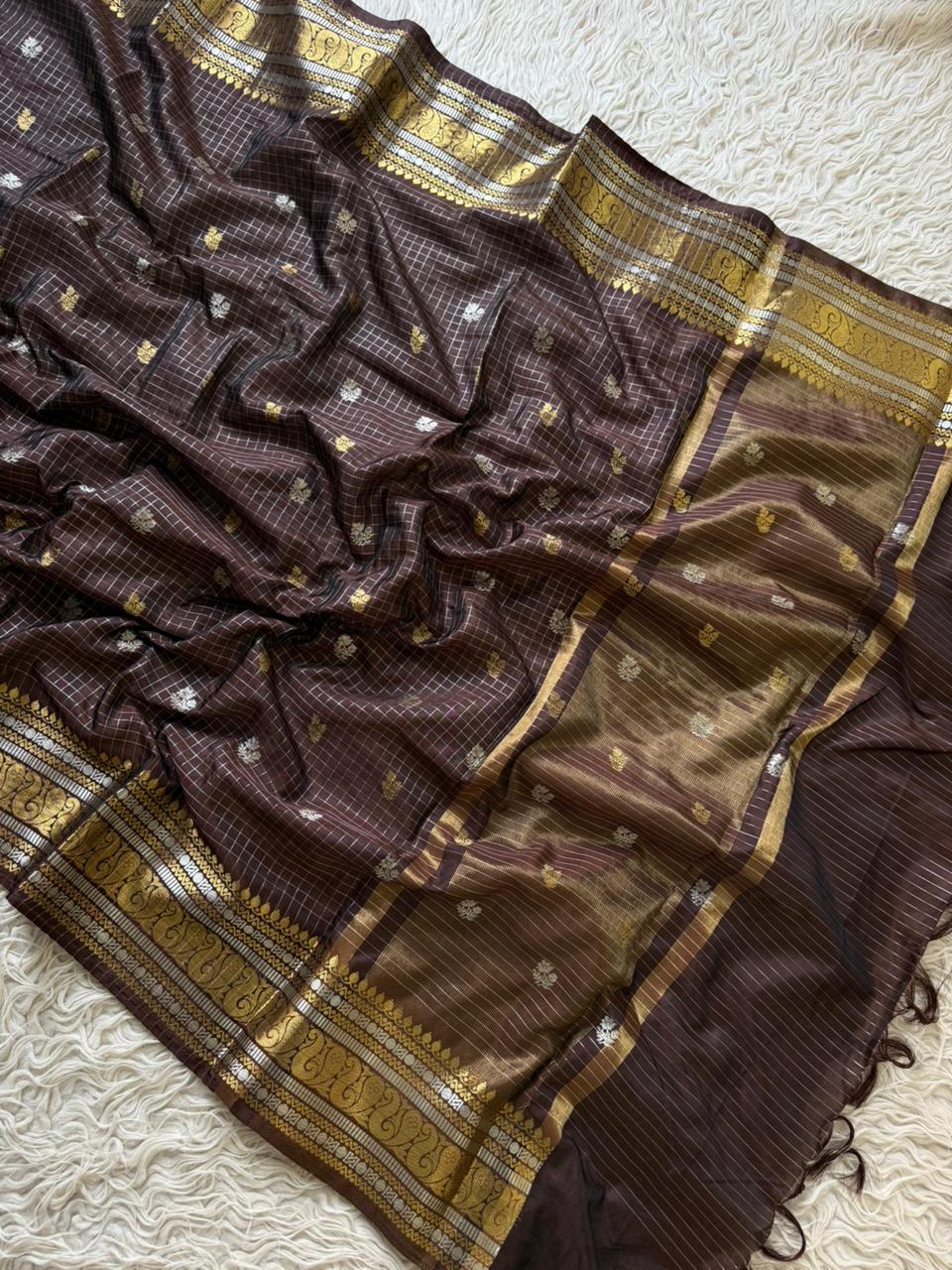 Exquisite Brown Banarasi Saree for Elegant Celebrations