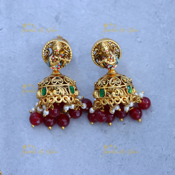 Gold-Plated Temple Pendant Set for Festive Elegance