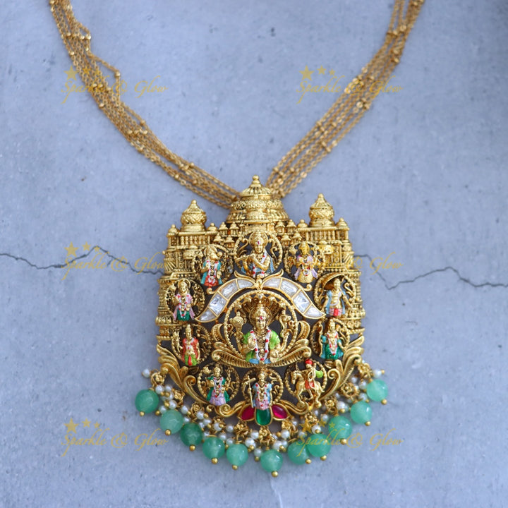 Gold-Plated Temple Pendant Set for Festive Elegance