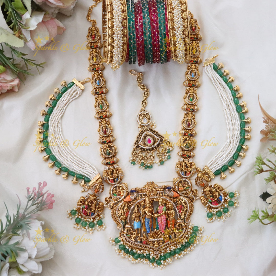 Stunning Temple Bridal Jewelry Set - Necklace & Tikka