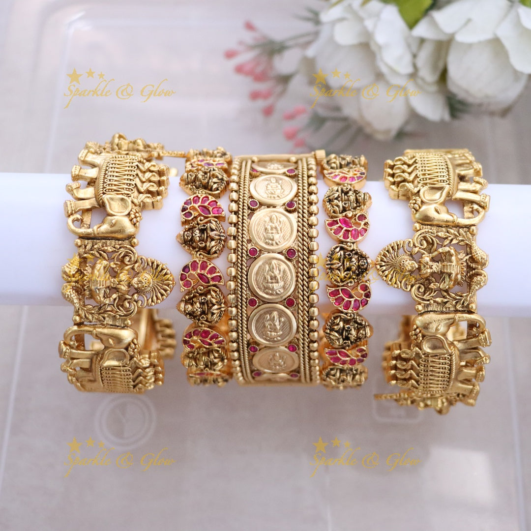 Elegant Gold Plated Bangles Set | Sparkle & Glow