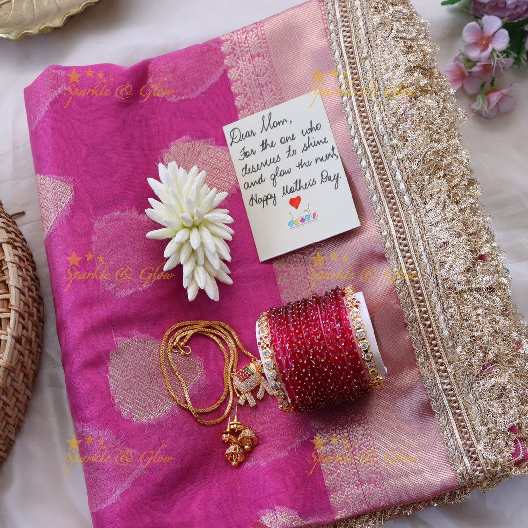 Elegant Banarasi Saree with Imitation Jewellery Set