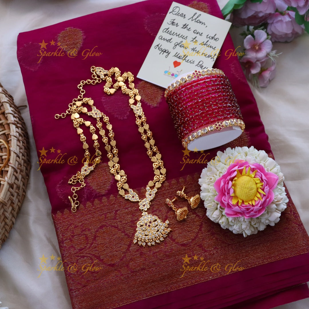 Elegant Banarasi Saree & Jewelry Combo Set