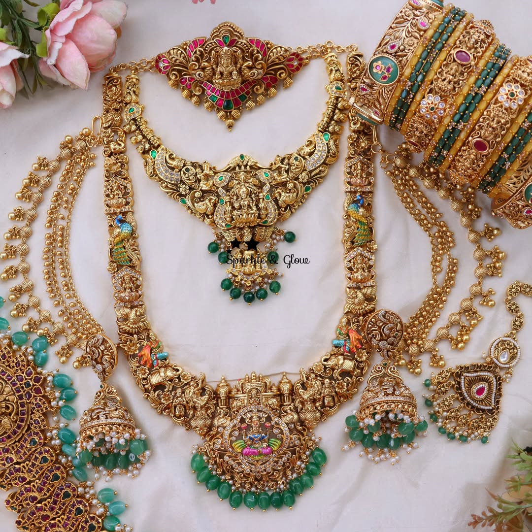 Exquisite Lakshmi Temple Bridal Jewellery Set | Sparkle & Glow