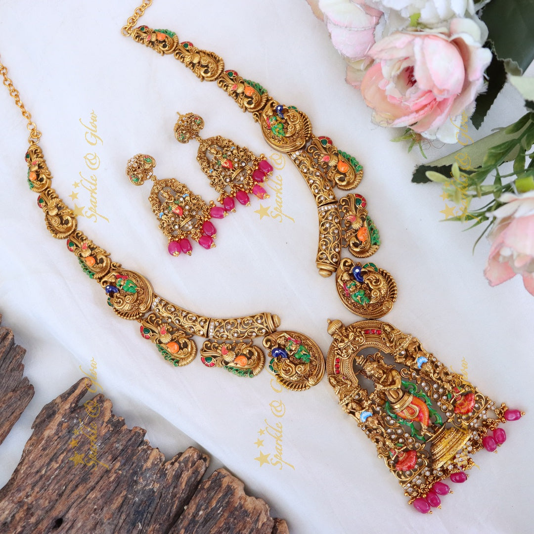 Exquisite Temple Necklace Set - Divine Elegance