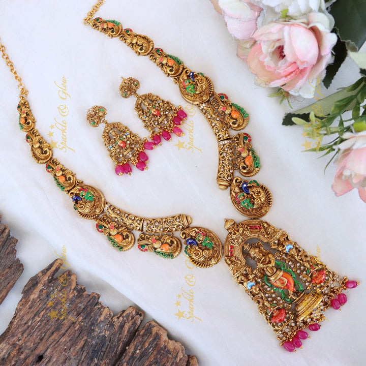 Exquisite Temple Necklace Set - Divine Elegance