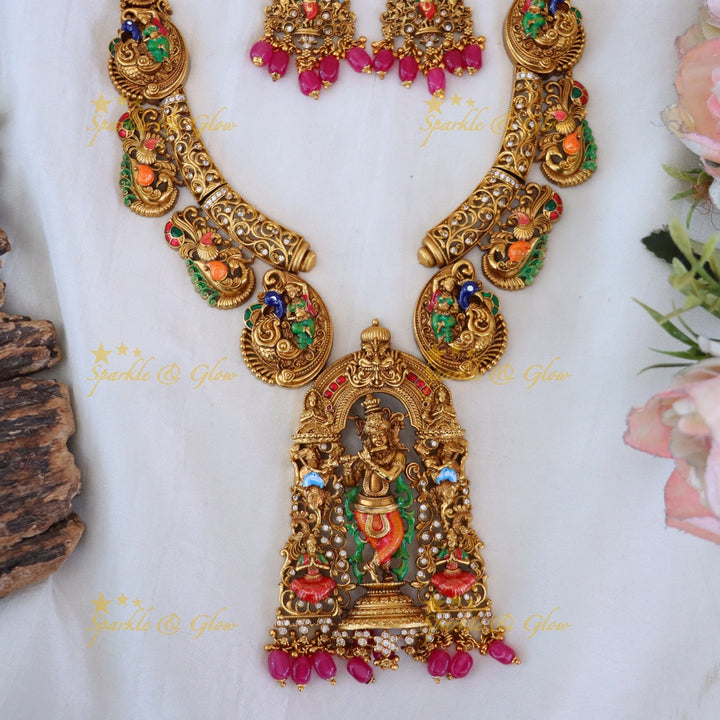 Exquisite Temple Necklace Set - Divine Elegance