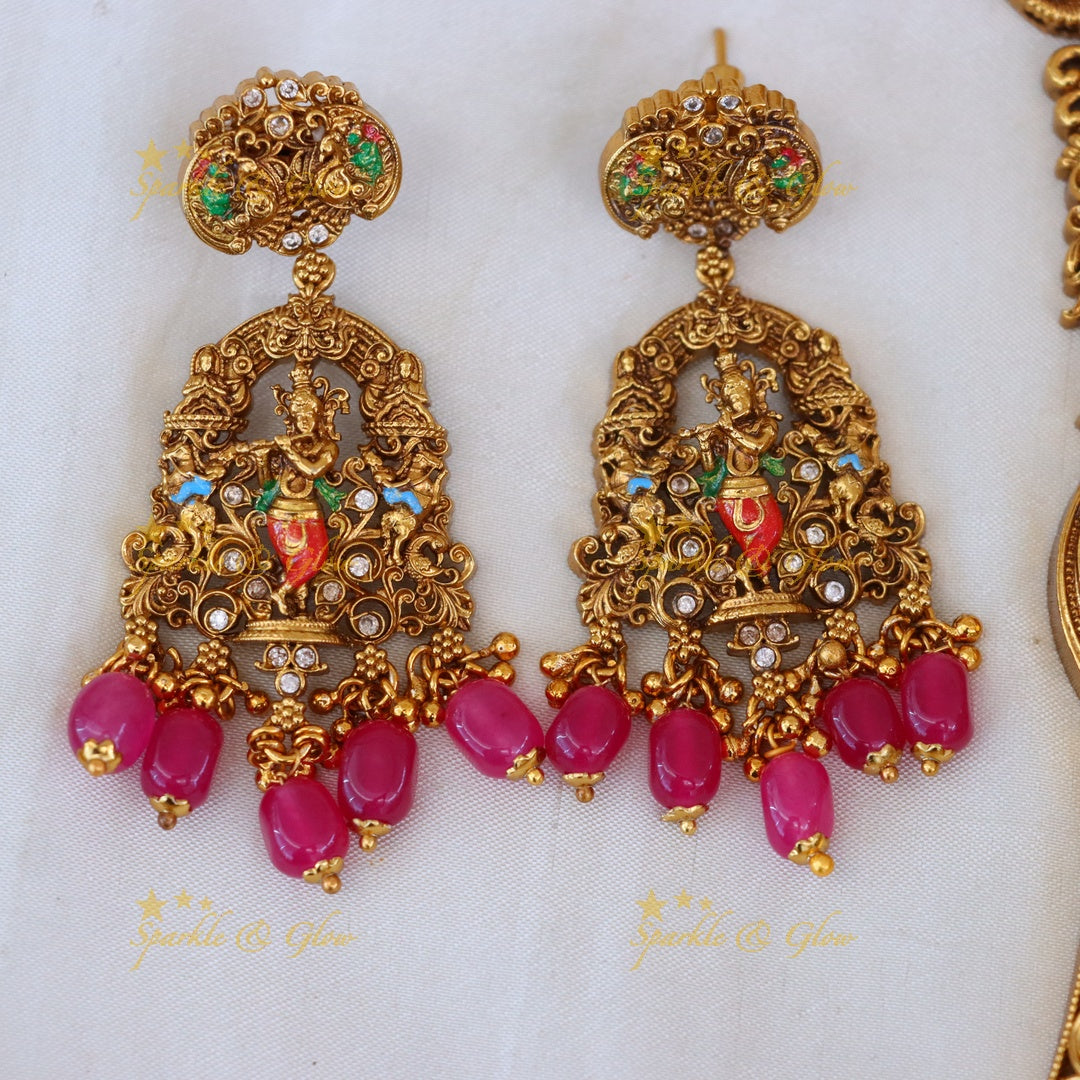 Exquisite Temple Necklace Set - Divine Elegance