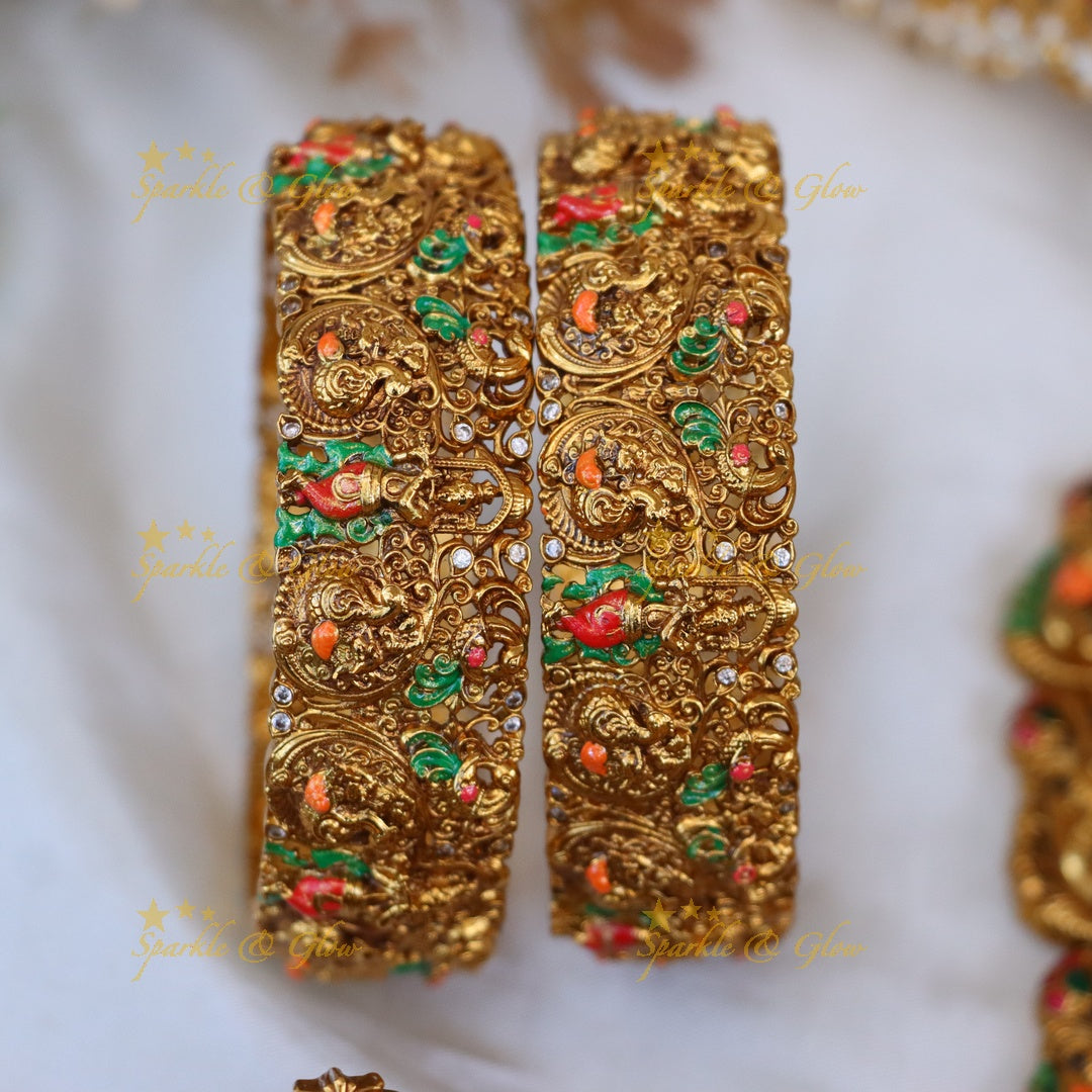 Elegant Temple Design Gold Bangles for Celebrations