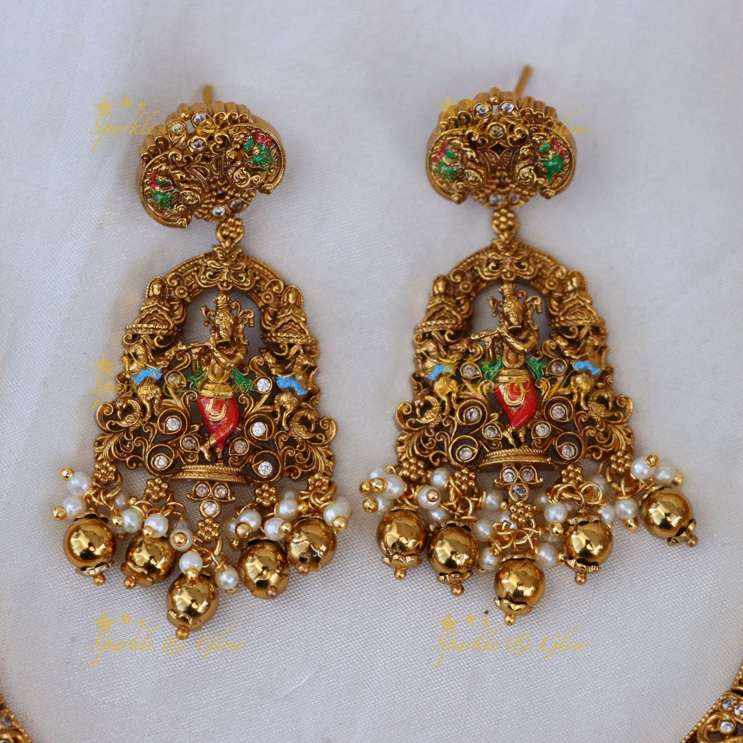 Exquisite Temple Necklace Set - Divine Elegance