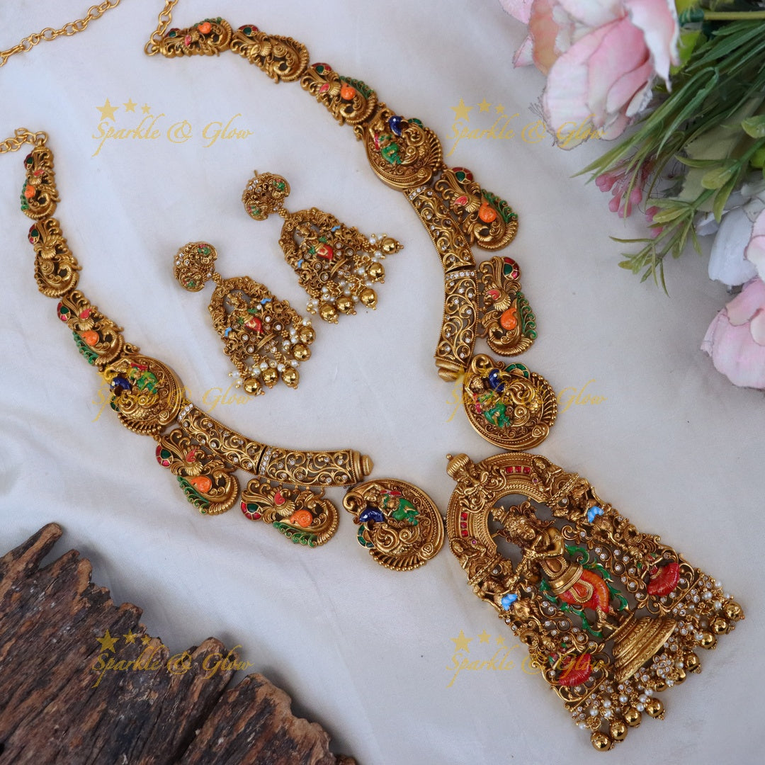 Exquisite Temple Necklace Set - Divine Elegance