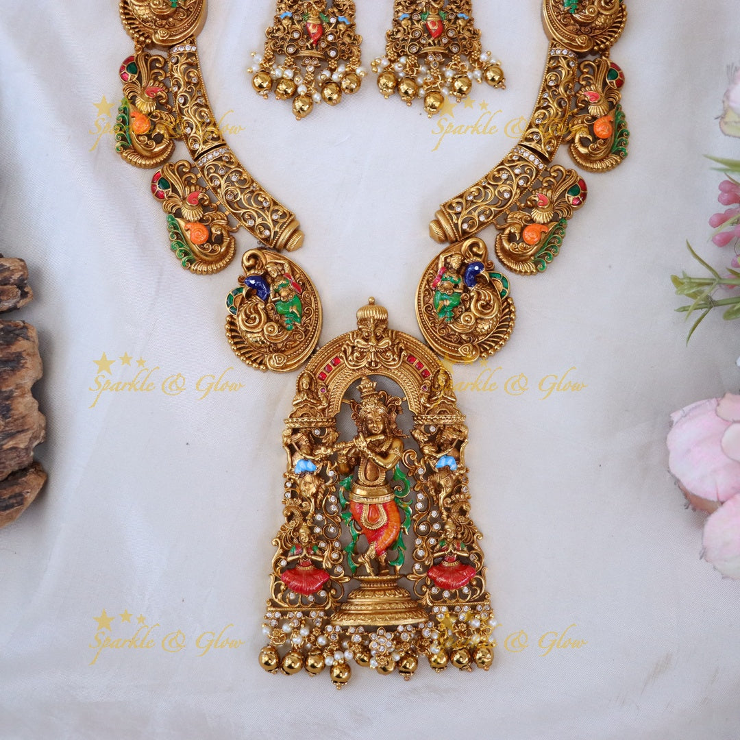 Exquisite Temple Necklace Set - Divine Elegance
