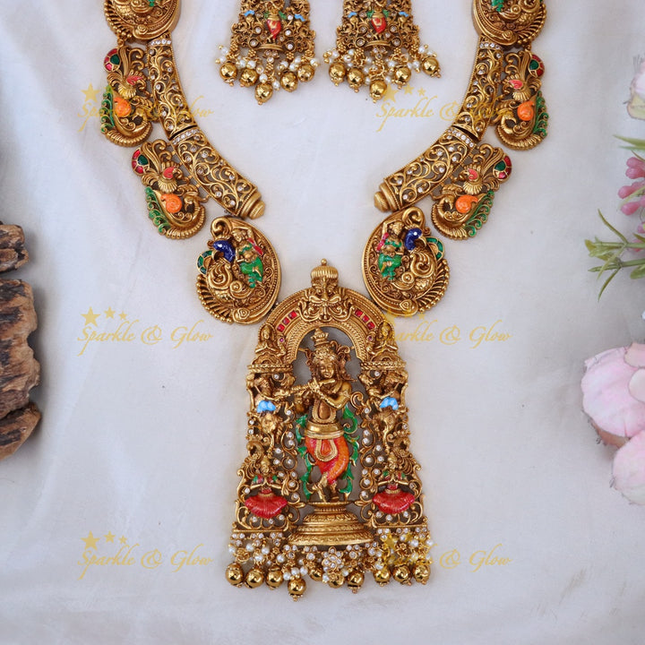 Exquisite Temple Necklace Set - Divine Elegance