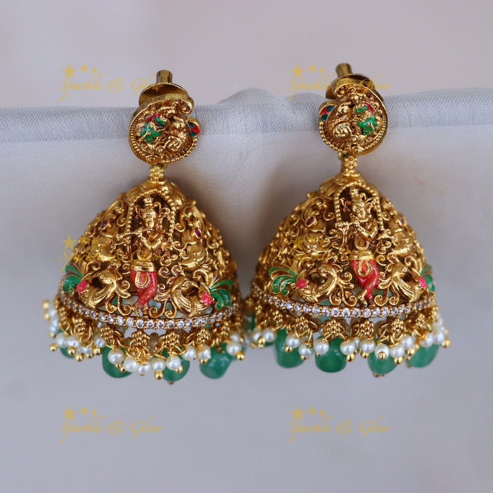 Gold-Plated Temple Necklace with Earrings - Elegant & Traditional