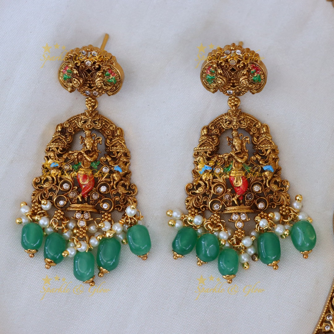 Exquisite Temple Necklace Set - Divine Elegance
